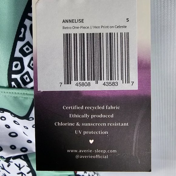 Averie Retro One Piece Swimsuit Country Hen Print Celeste Annelise SMALL - NWT - Picture 5 of 5